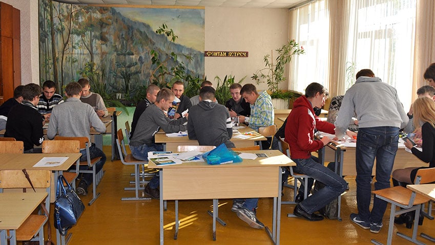 Workshops with students of High School and Building College, Mstislav