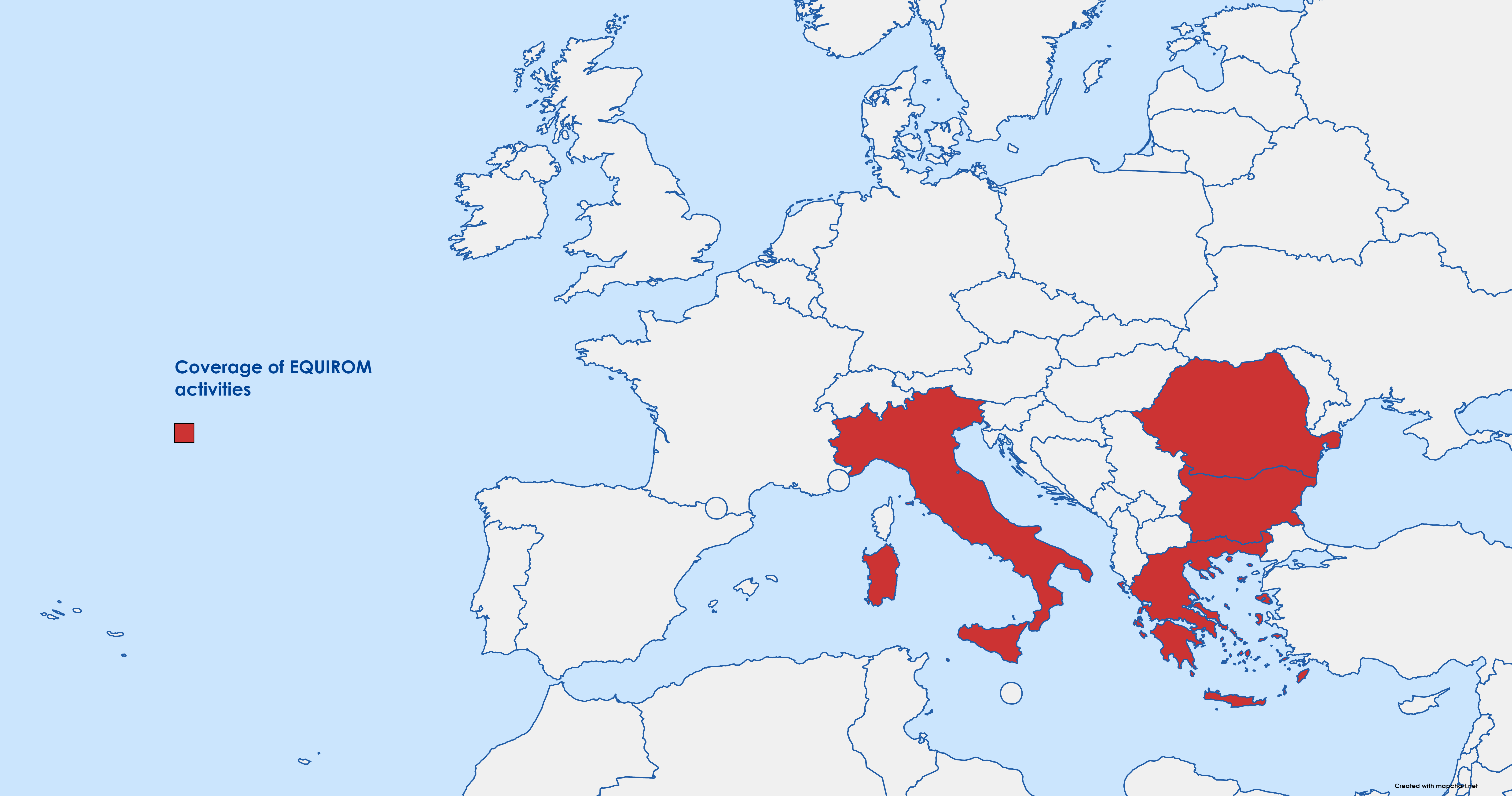 Map Equirom implementation: Bulgaria, Greece, Italy and Romania