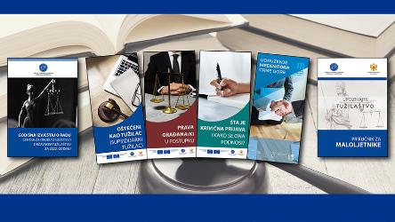 Informative materials and brochures for citizens published in Montenegro, with a view of raising awareness on the work of prosecutors, mediators and Judicial Training Centre