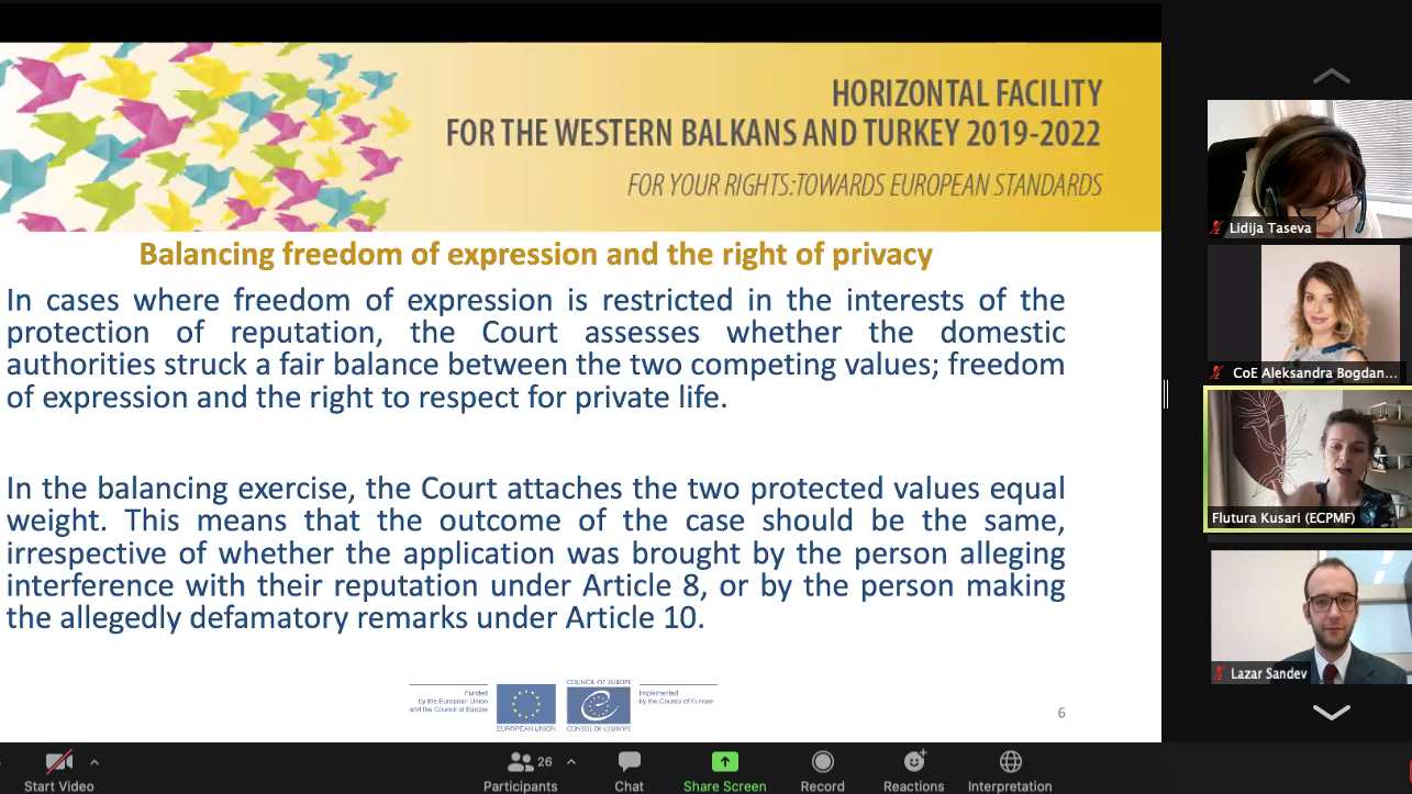 Judges and public prosecutors in North Macedonia trained on freedom of expression and freedom of the media