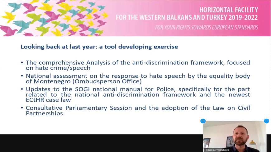 Promoting diversity and equality in Montenegro: the second Steering Committee meeting held online, followed by a presentation of the anti-discrimination draft analysis to institutions