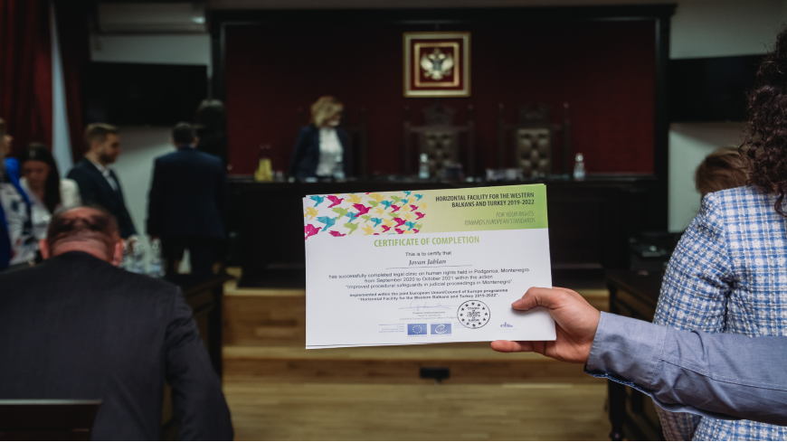 Dodijeljeni sertifikati polaznicima i polaznicama pravne klinike na temu ljudskih prava u Crnoj Gori