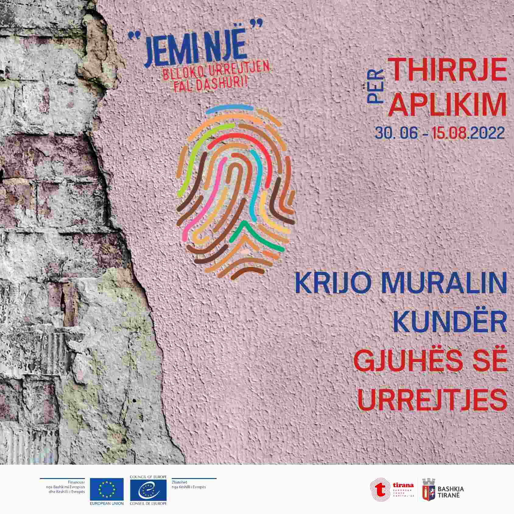 Thirrje e hapur për artistët e rinj vizual që duan të bëhen pjesë e fushatës “Blloko Urrejtjen. Fal Dashuri” në Shqipëri