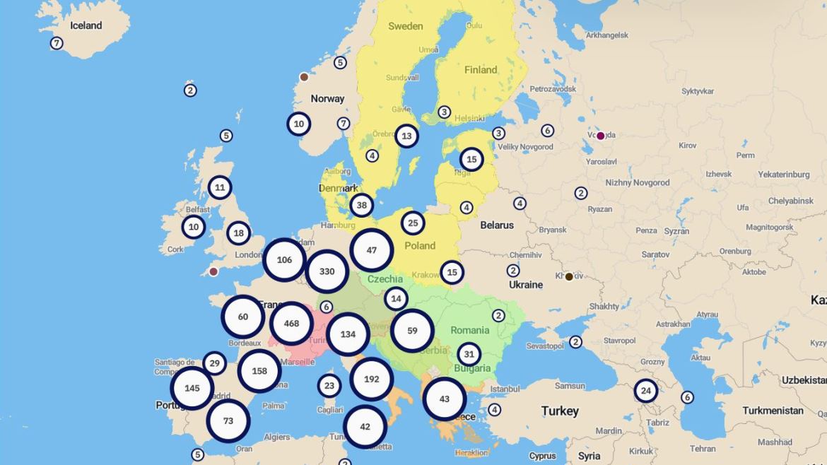 Cultural Routes in the EU macro-regions: the  map