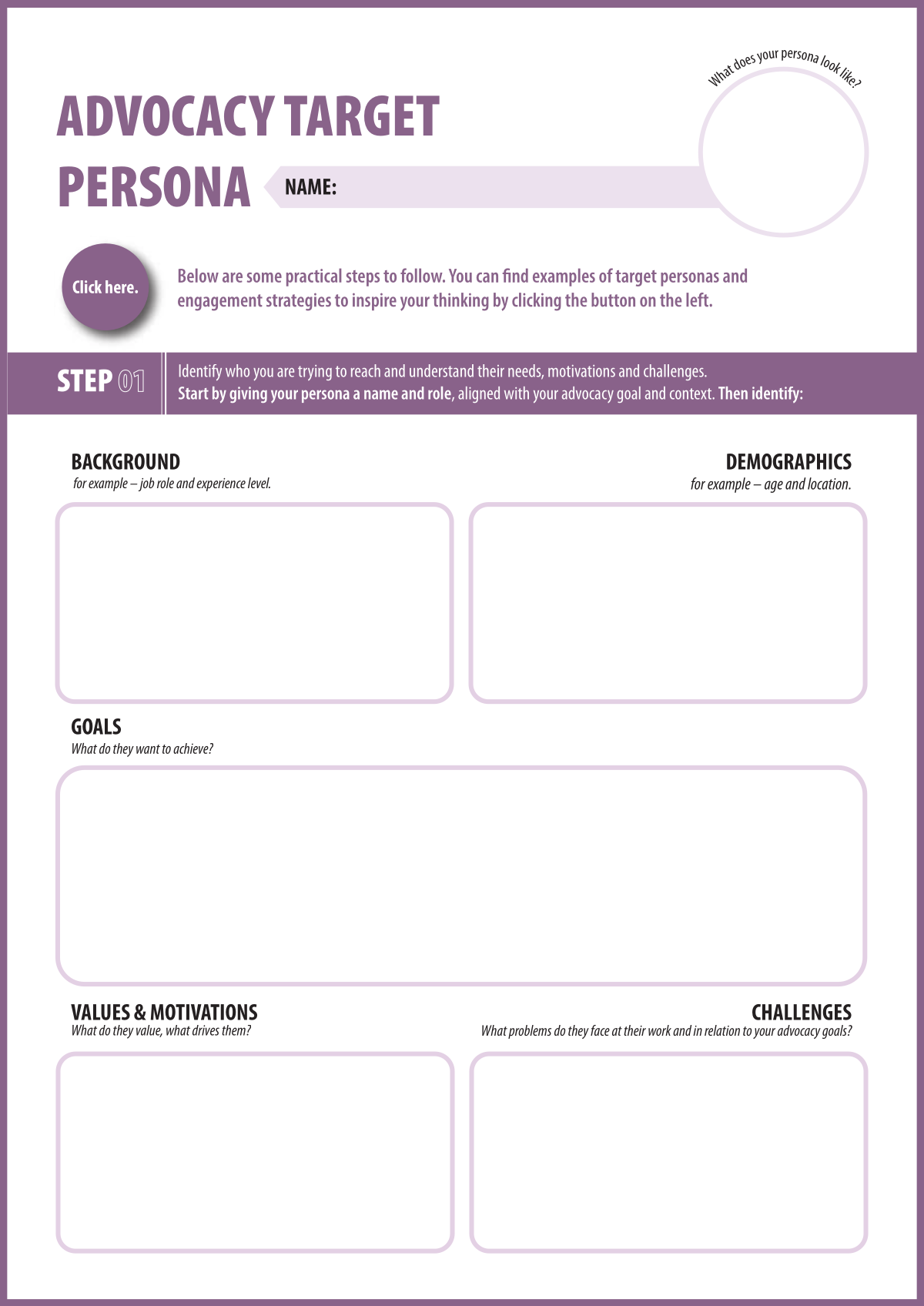 Advocacy target persona