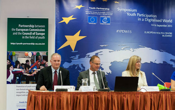 <i>László Szabó, Parliamentary State Secretary and Deputy Minister, Ministry of Foreign Affairs and Trade, Hungary; Tibor Navracsics, Commissioner for Education, Culture, Youth and Sport, European Commission; Snežana Samardžić-Marković, Director General of Democracy, Council of Europe</i>