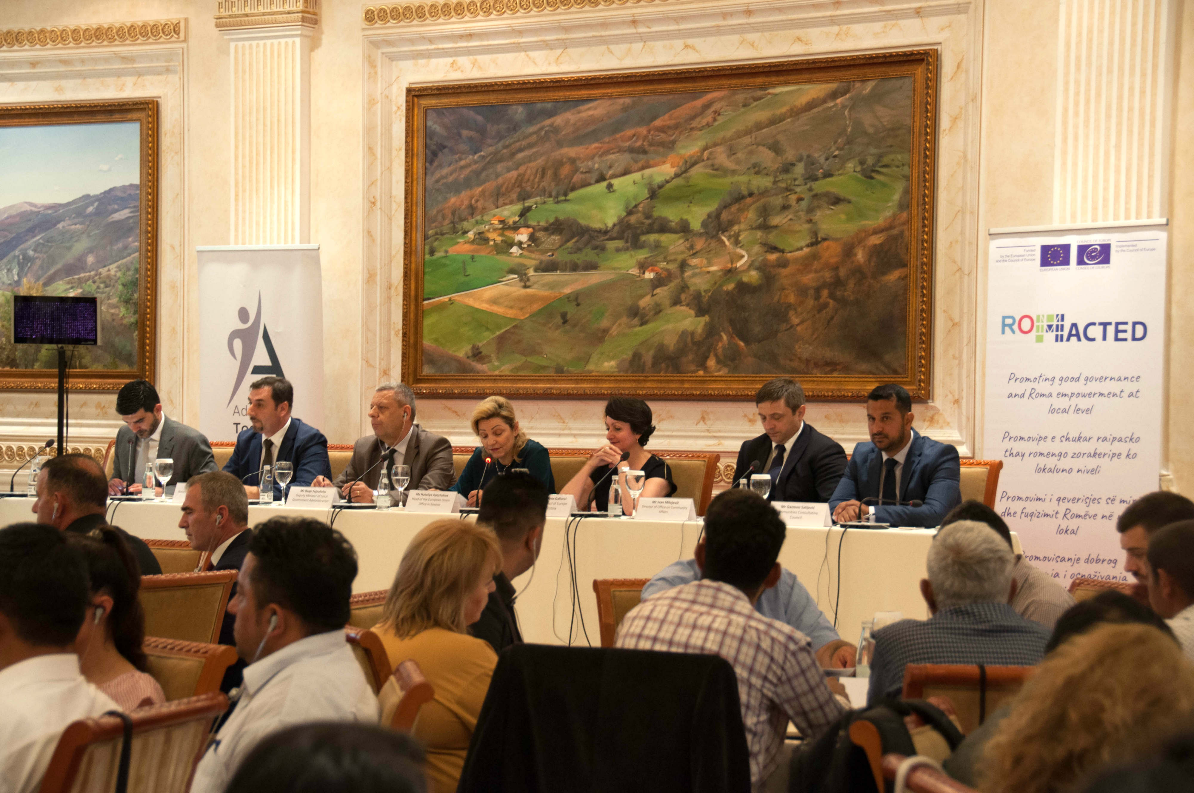 Opening panel: Mr Marcos Andrade, Mr Habit Hajredini, Mr Beqir Fejzullahu, Ms Natalya Apostolova, Ms Isabelle Servoz-Galluci, Mr Ivan Milojevic and Mr Gazmen Salijevic.