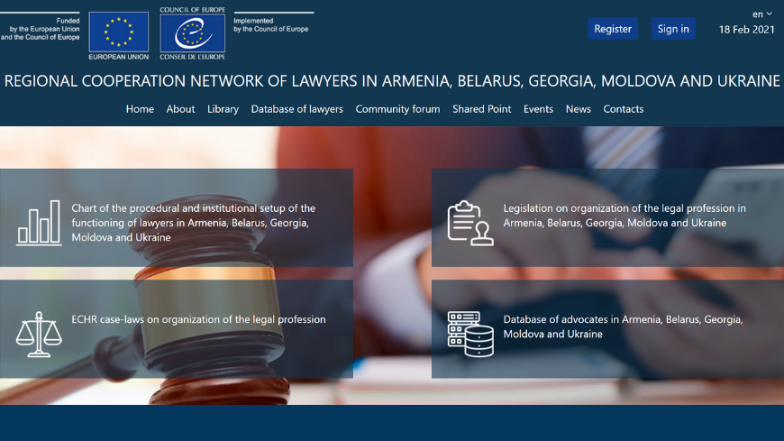 Networking and knowledge depository platform for lawyers from Armenia, Belarus, Georgia, the Republic of Moldova and Ukraine now available